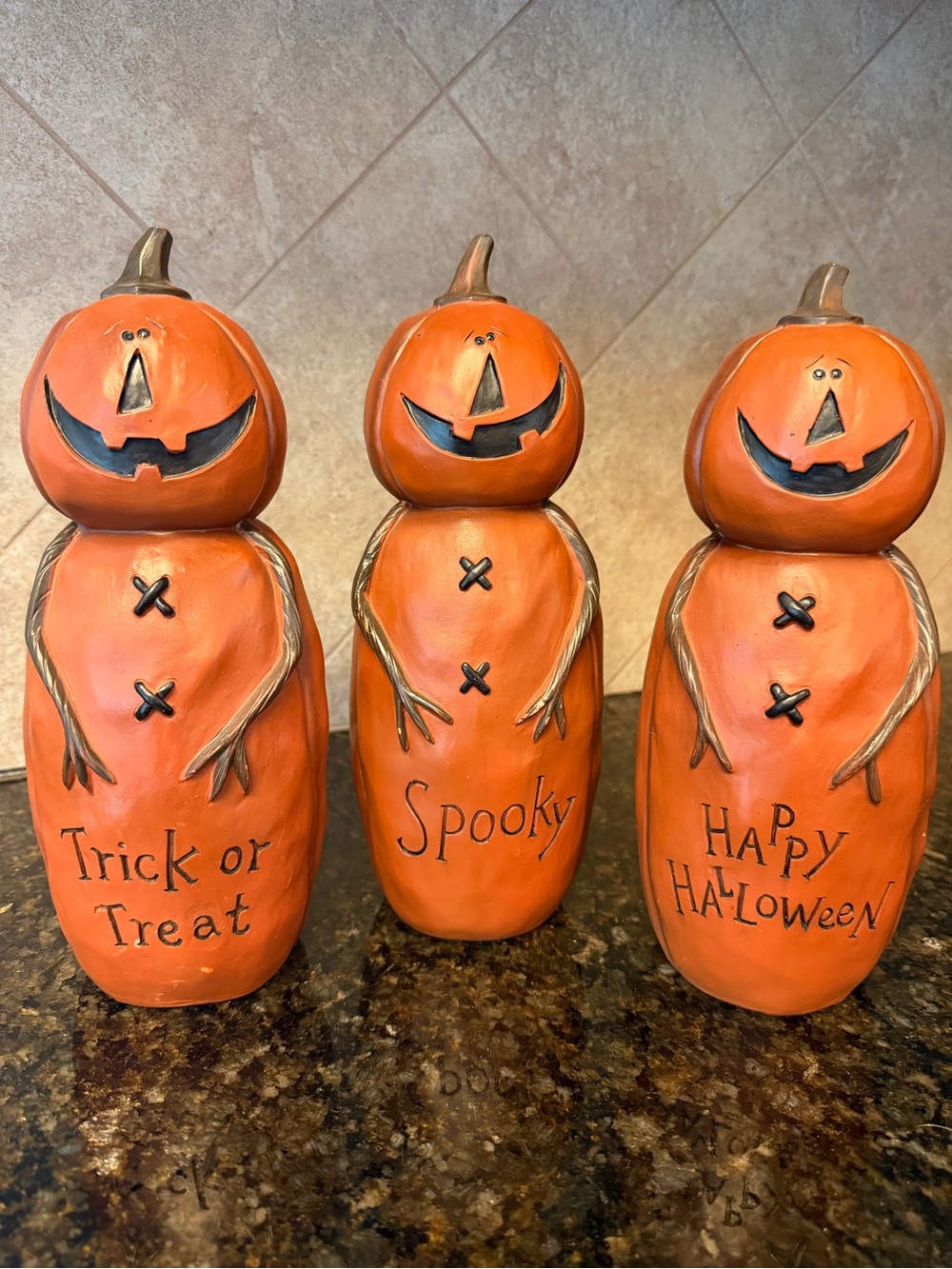 Orange Pumpkin Trio Halloween Figurines!